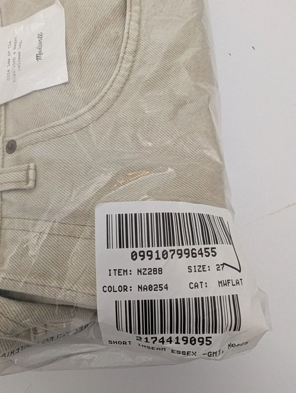 NEW Madewell The Essex Baggy Short Faded Khaki Size 27